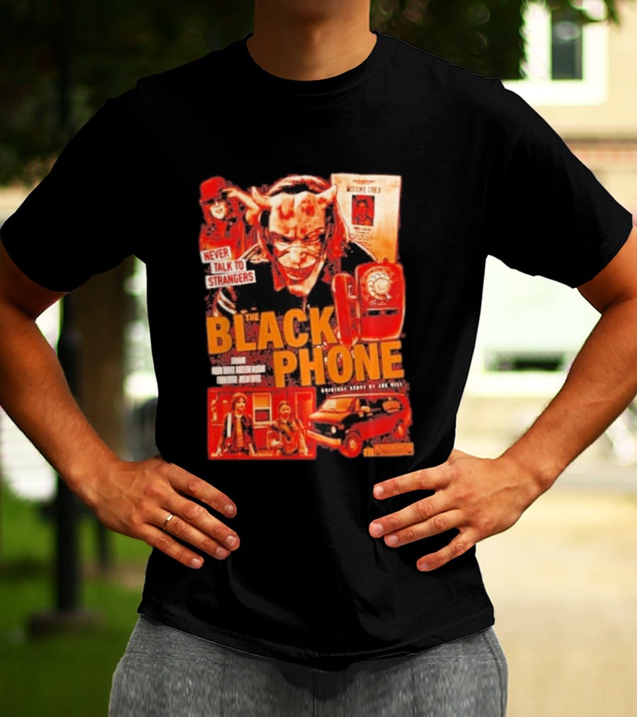 Never Talk To Strangers The Black Phone Original Story By Joe Hill Missing Child Red Phone Horror T-Shirt