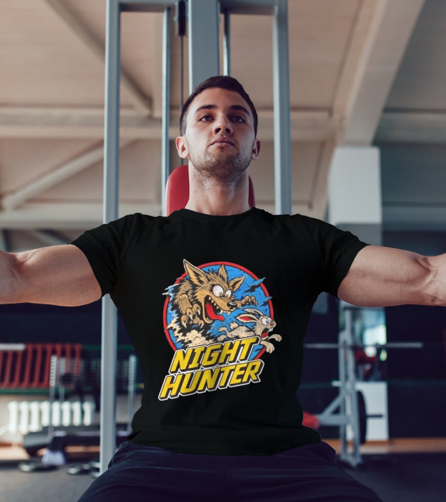 Night Hunter Coyote And Rabbit Chase Epic Predator Prey Adventure T-Shirt