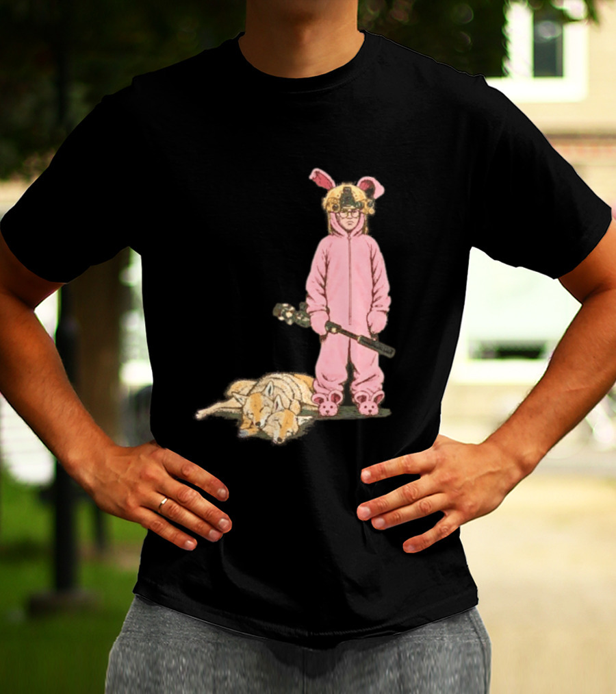Pink Nightmare Bunny Suit Coyote Hunting Sniper T-Shirt