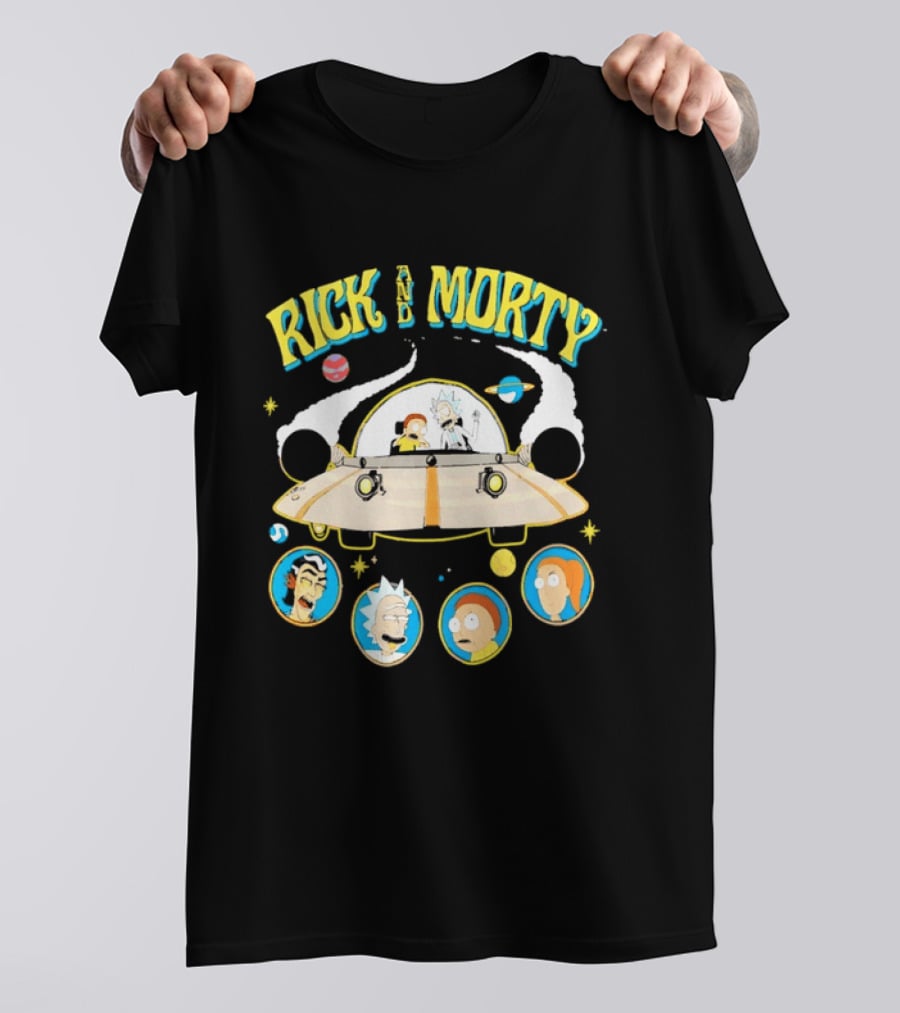 Rick And Morty Space Adventure UFO Characters Planets Adult Swim T-Shirt