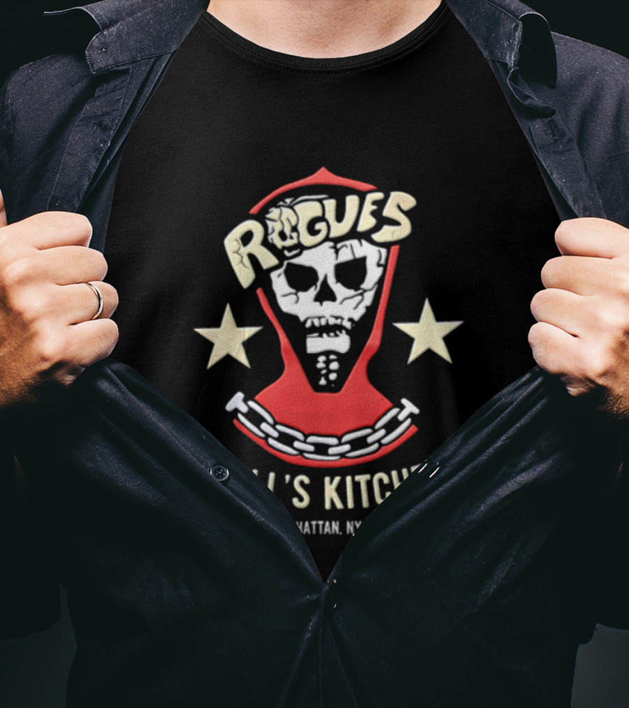 Rogues Skull Hood Chain Stars Hell's Kitchen Manhattan NY 1979 T-Shirt