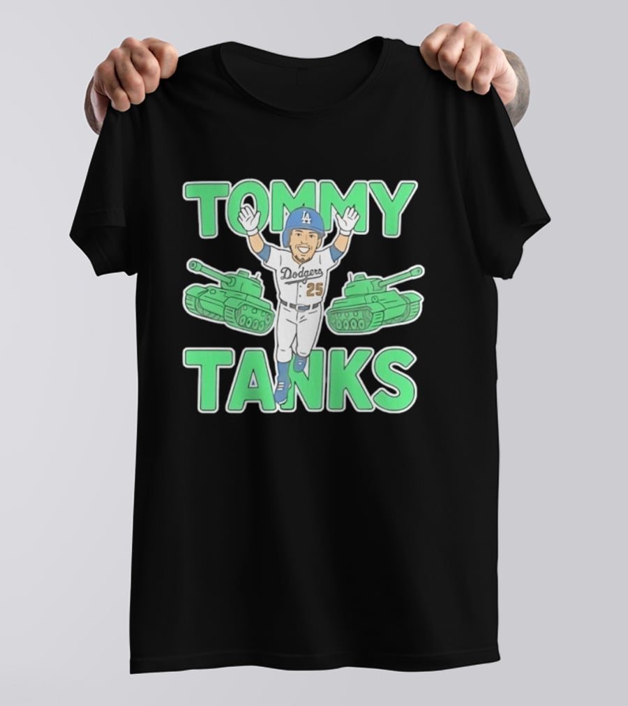 Tommy Tanks Los Angeles Dodgers 25 MLB Baseball Player In Uniform With Green Tanks T-Shirt