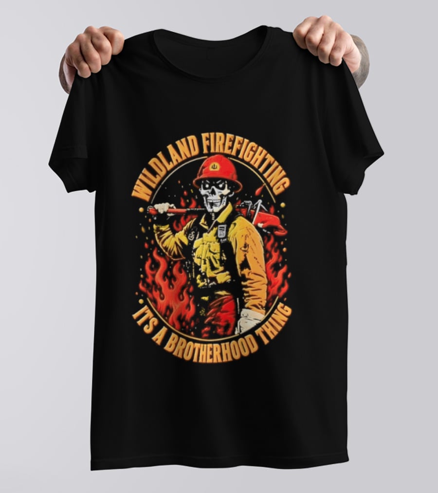 Wildland Firefighting Brotherhood Flames And Tools T-Shirt