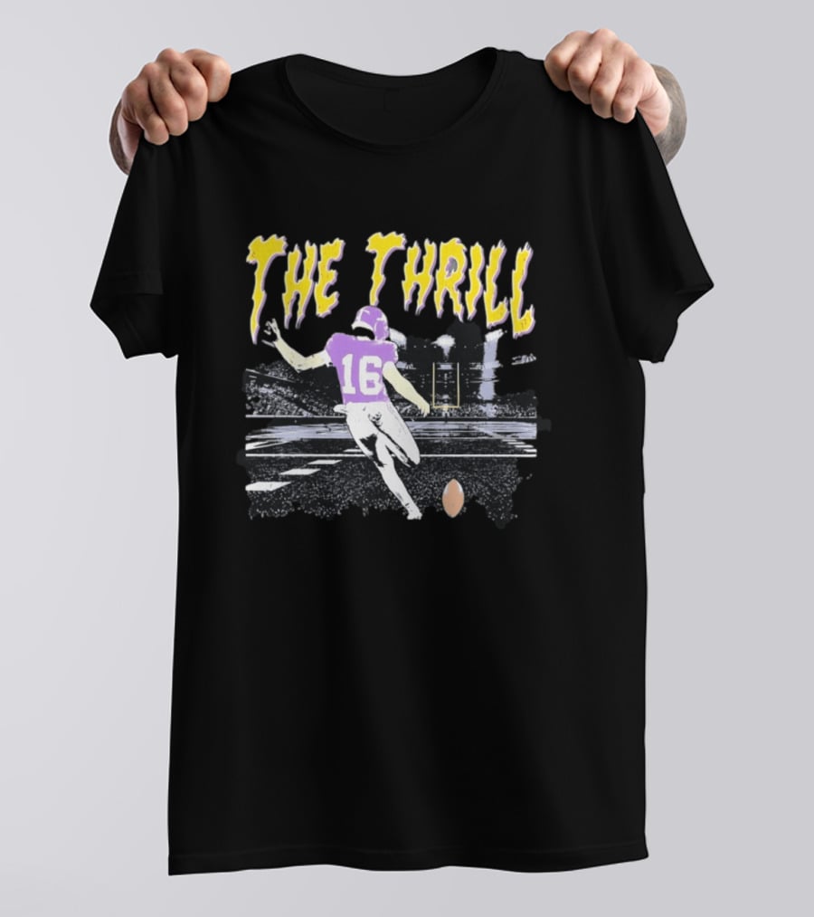 Will Reichard The Thrill 16 Minnesota Vikings Distressed Football T-Shirt