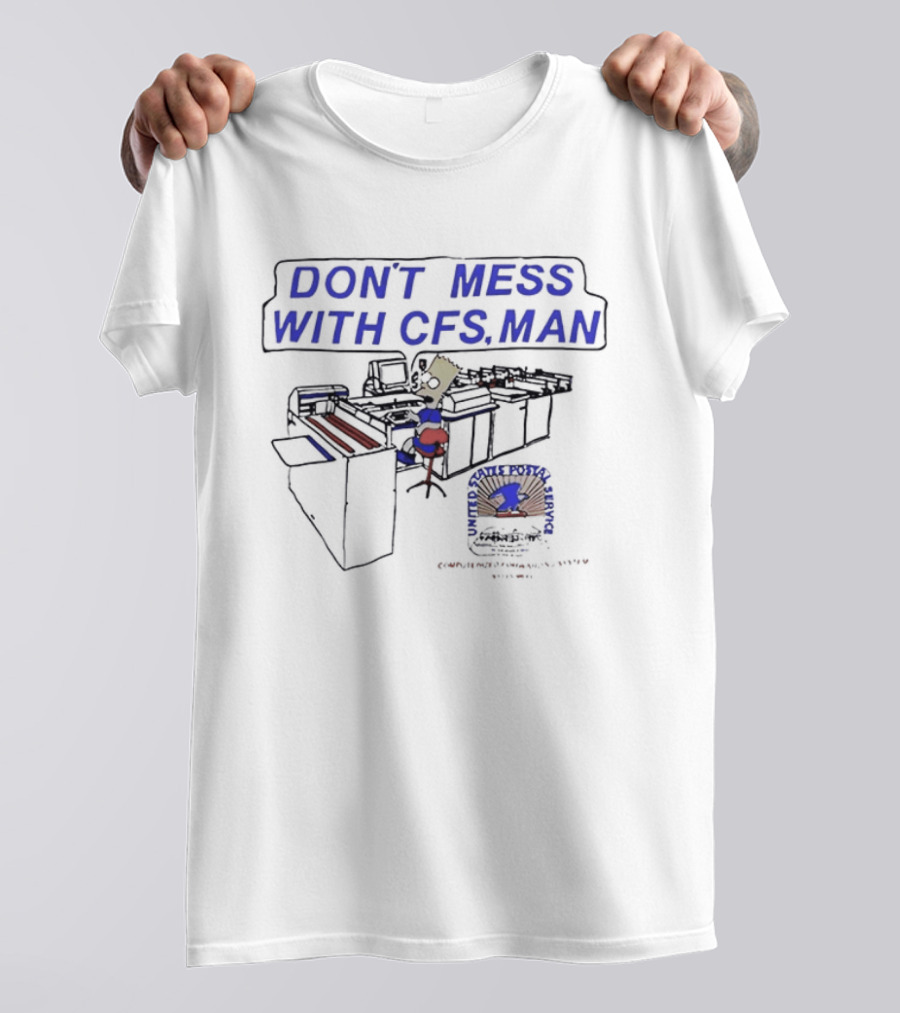 DON'T MESS WITH CFS MAN Bart Simpson Sitting At Computer Desk T-Shirt