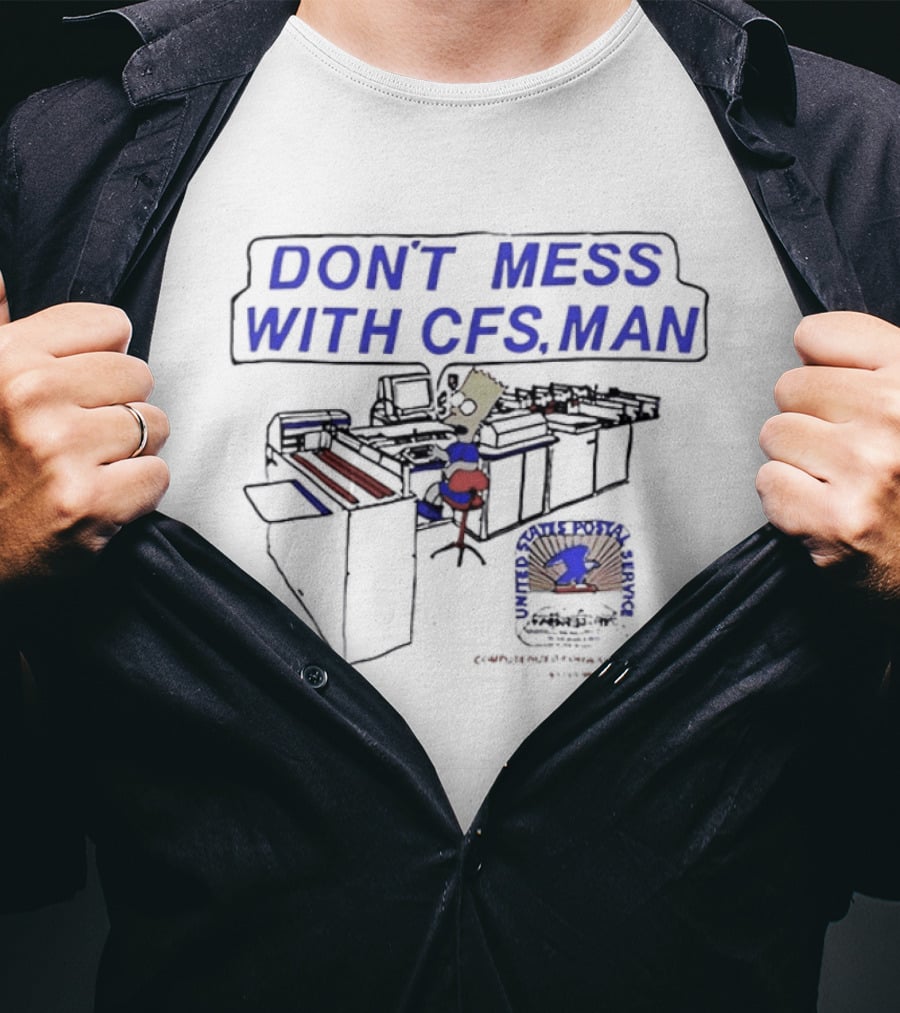 DON'T MESS WITH CFS MAN Bart Simpson Sitting At Computer Desk T-Shirt