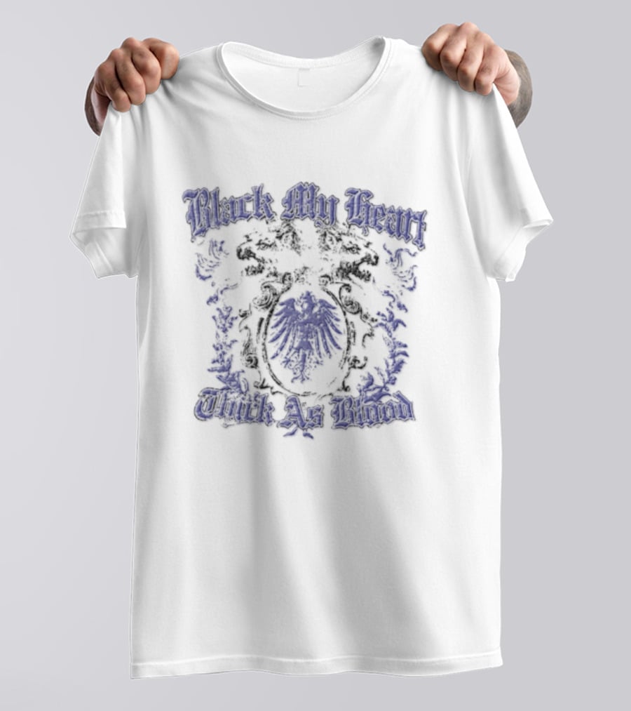 Black My Heart Thick As Blood Crest Eagle Two Lions T-Shirt