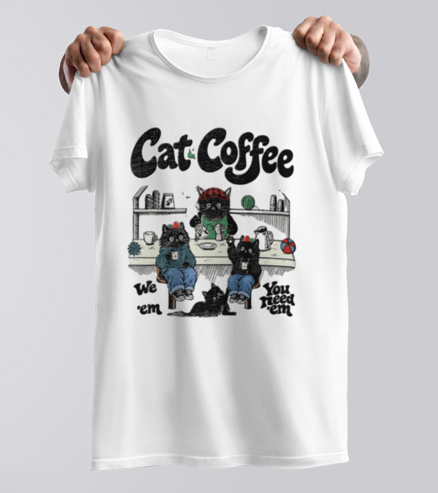 Cat Coffee Brew Them Need Three Black Cats T-Shirt