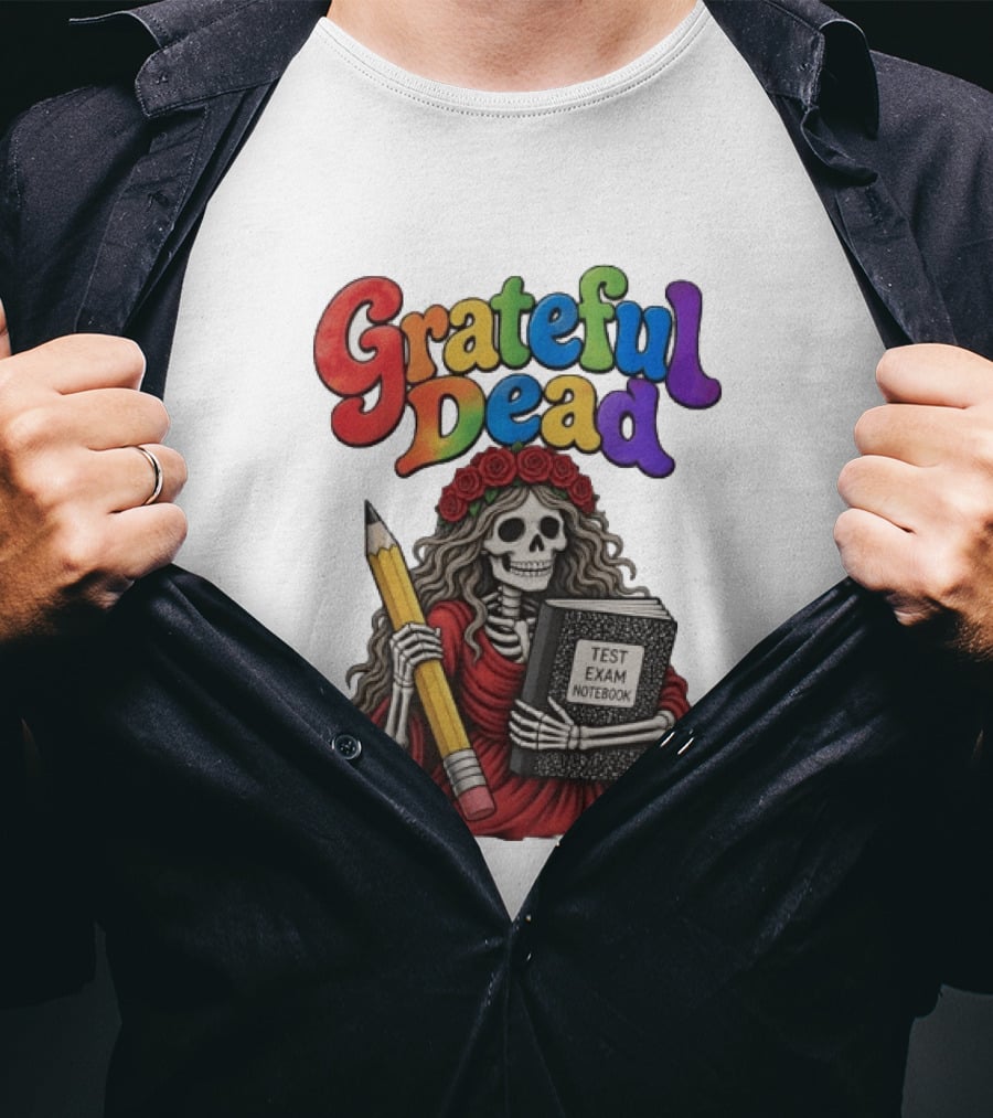 Grateful Dead Skeleton Test Exam Notebook With Pencil T-Shirt