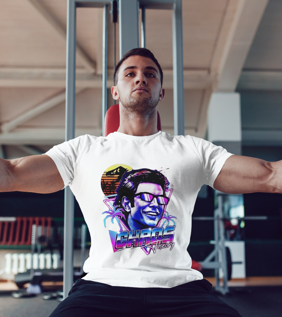 Jurassic Park Jeff Goldblum Chaos Theory Retro Neon T-Shirt