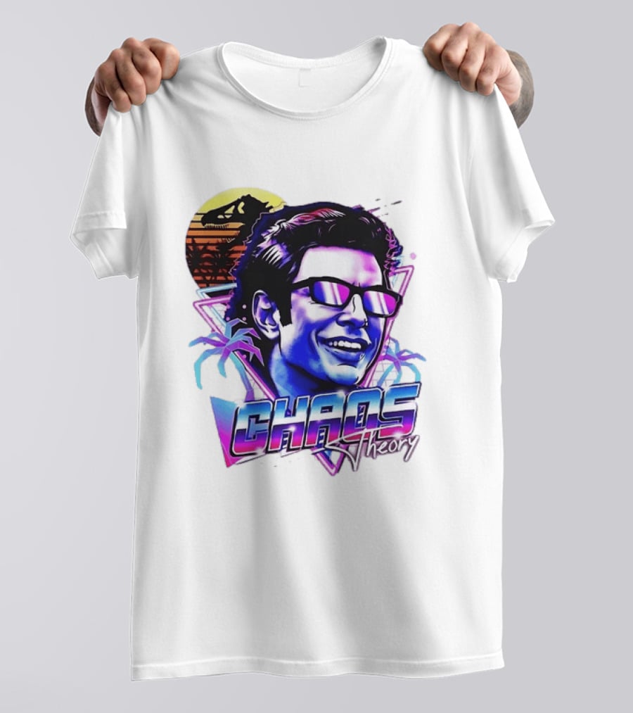 Jurassic Park Jeff Goldblum Chaos Theory Retro Neon T-Shirt
