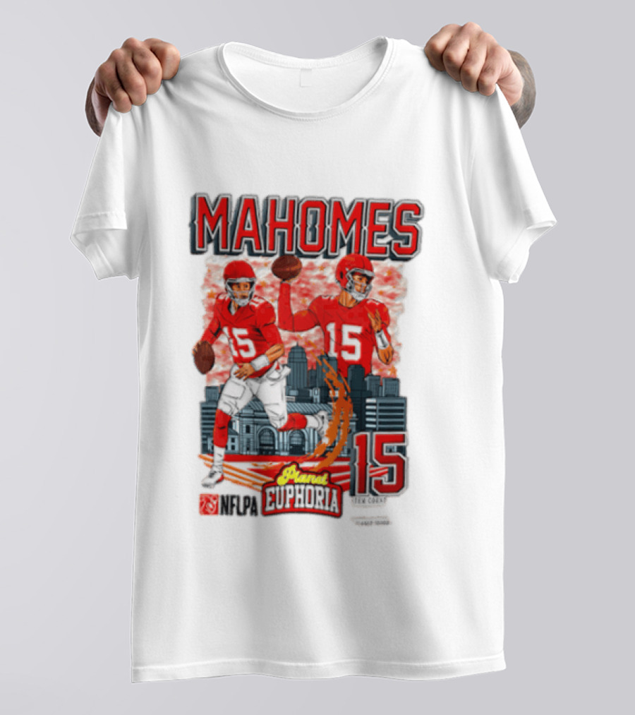 Mahomes Kansas City Chiefs Quarterback Euphoria 15 Skyline NFL Players T-Shirt