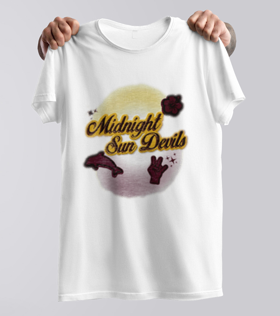 Midnight Sun Devils Hibiscus Flower Dolphin And Peace Sign T-Shirt
