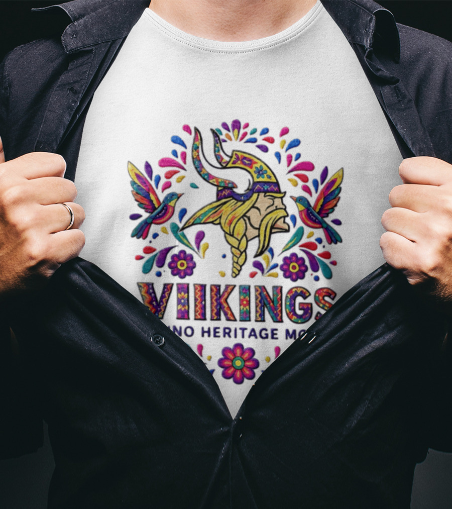 Minnesota Vikings Latino Heritage Month Viking Hummingbirds Floral Folk T-Shirt