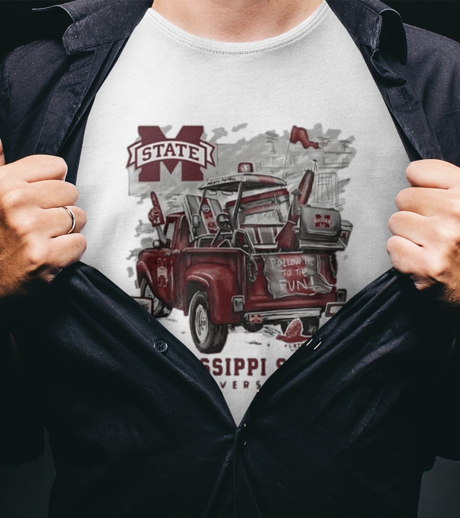 Mississippi State University Bulldogs Vintage Truck Follow Me To The Fun T-Shirt