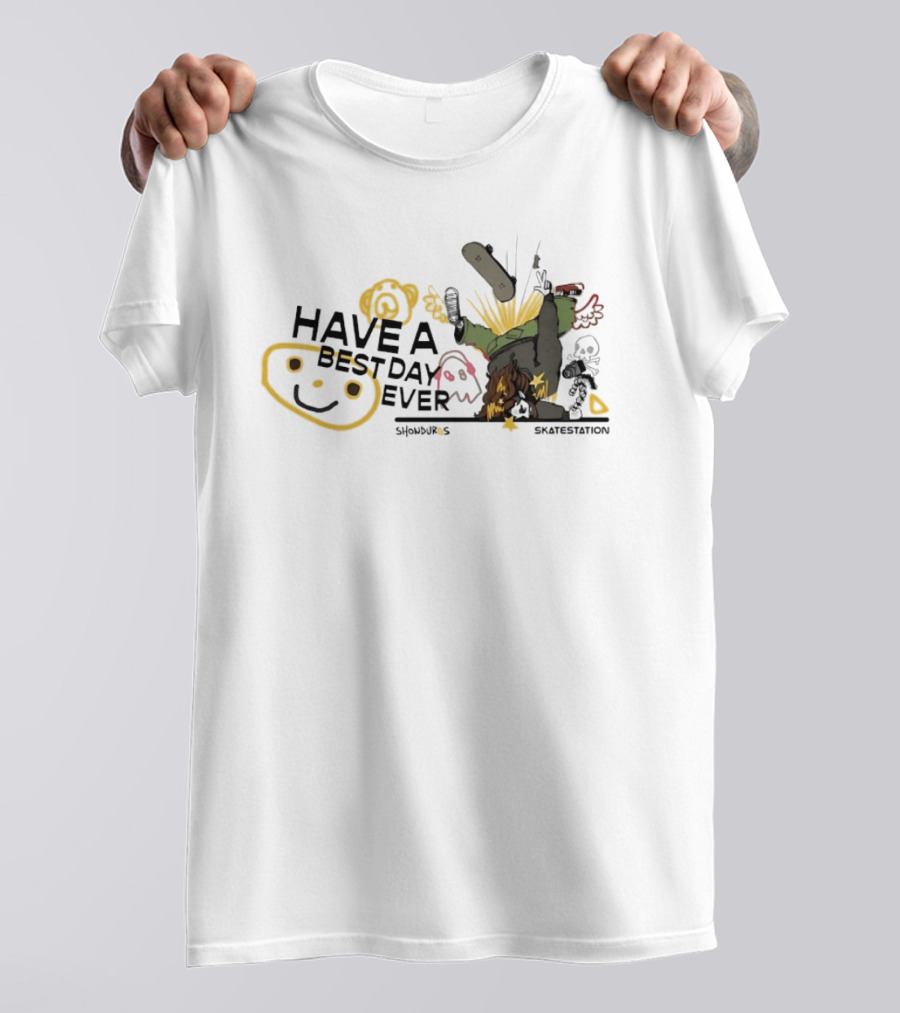 SHONDUROS Have A Best Day Ever Skatestation Smiley Skateboarding T-Shirt