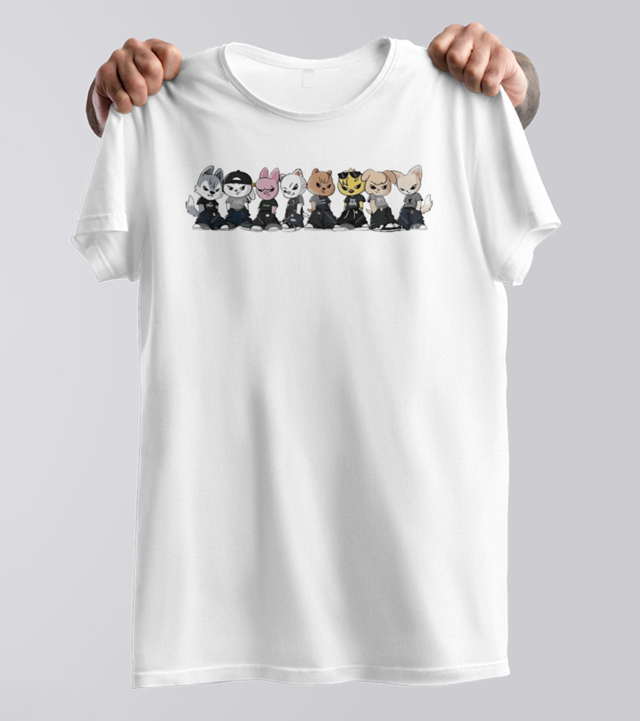 Skzoo Cartoon Characters Stray Kids Group Fan Merchandise T-Shirt