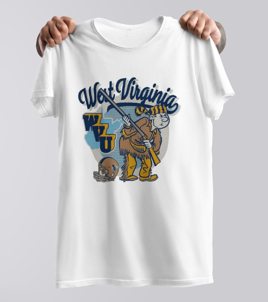 West Virginia Mountaineers WVU Mascot With Rifle And Helmet T-Shirt