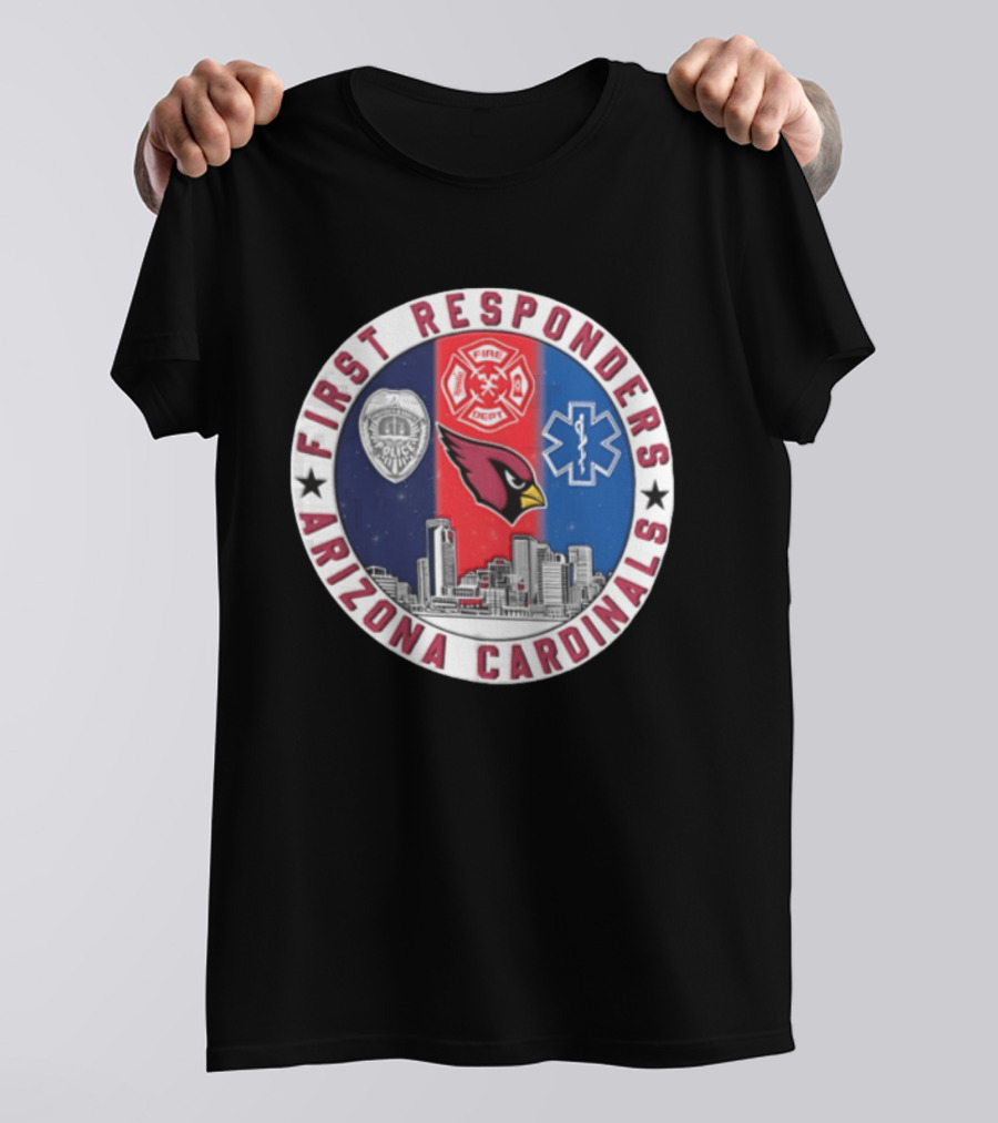 Arizona Cardinals First Responders Police Fire Medical Emblems Skyline T-Shirt