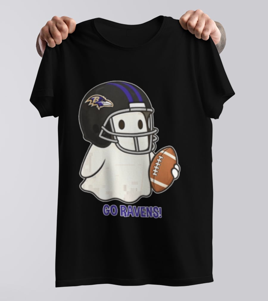 Baltimore Ravens Ghost In Football Helmet Go Ravens Football T-Shirt