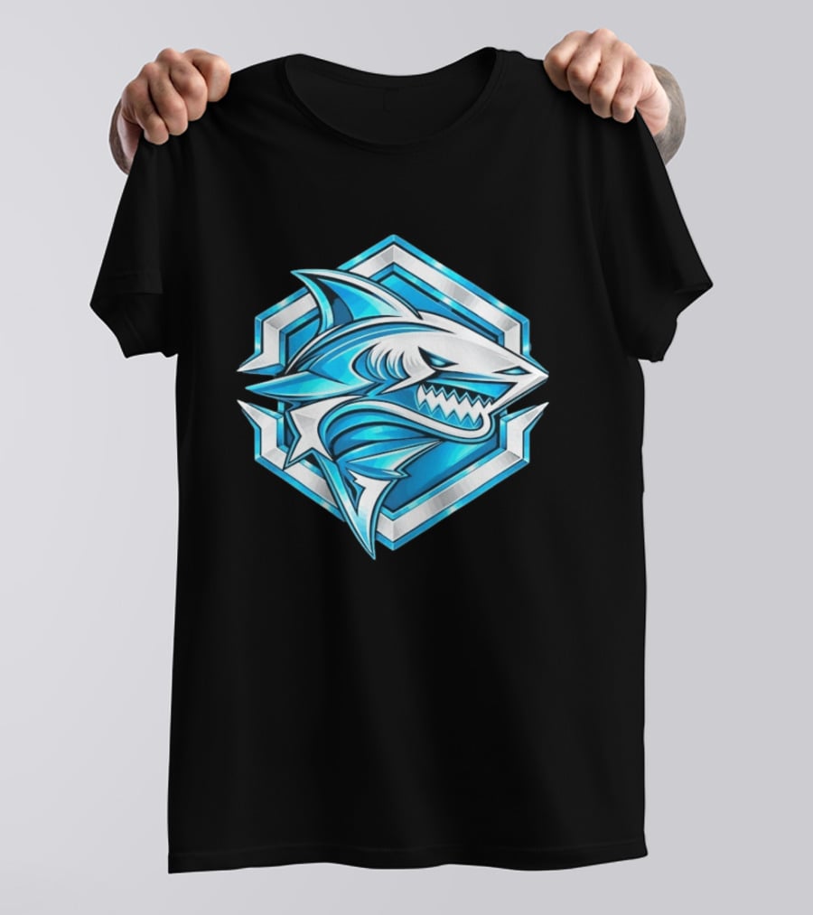 Blue Shark Hexagon Esports Gaming Shark T-Shirt