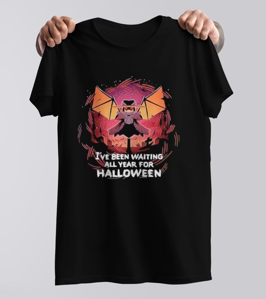I've Been Waiting All Year For Halloween Pumpkin Bat T-Shirt
