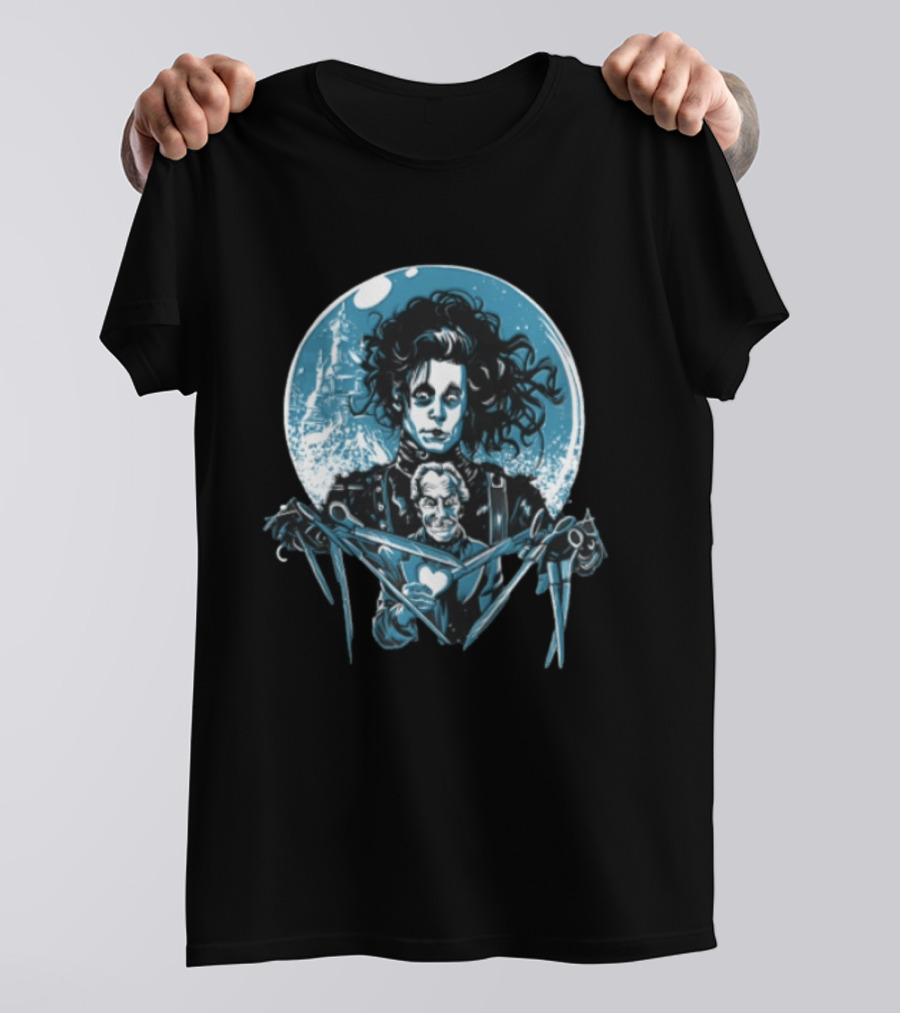 Edward Scissorhands Iconic Johnny Depp Vincent Price Heart Scissors Image T-Shirt