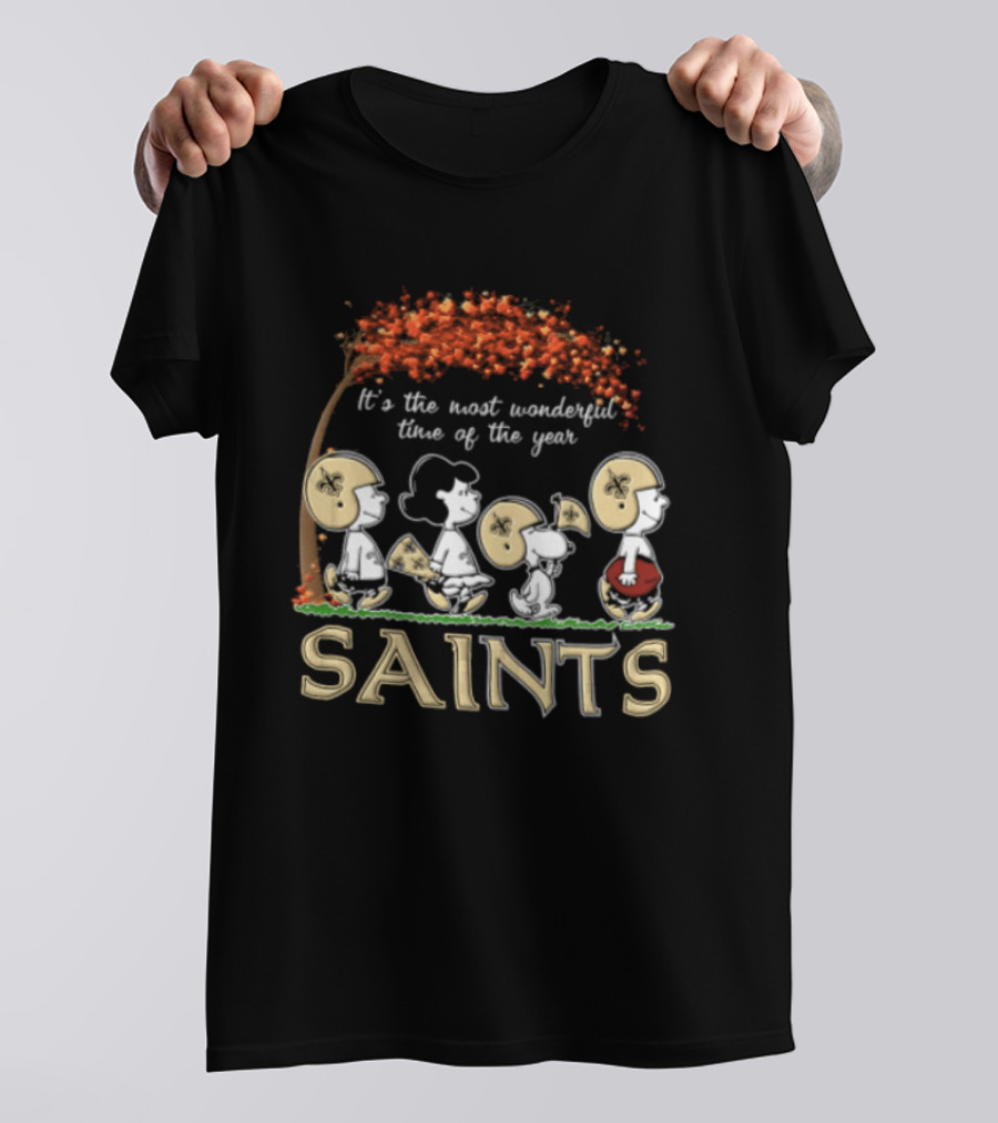 New Orleans Saints Charlie Brown Snoopy It's The Most Wonderful Time Of The Year T-Shirt