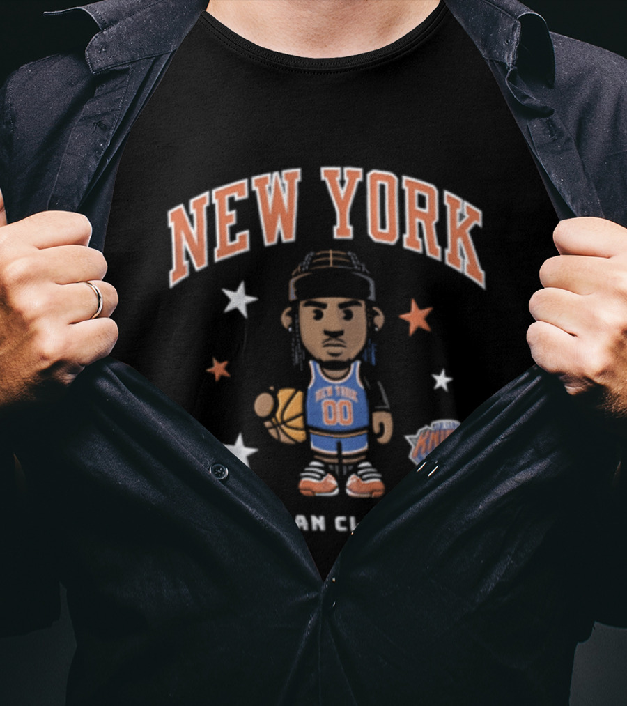 New York Knicks NBA 00 Jordan Clarkson Cartoon Basketball Player Braids Stars T-Shirt
