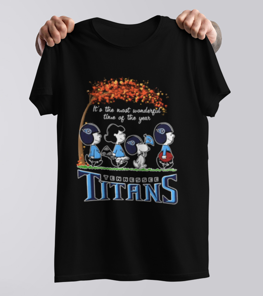 Tennessee Titans Charlie Brown Snoopy It's The Most Wonderful Time Of The Year T-Shirt