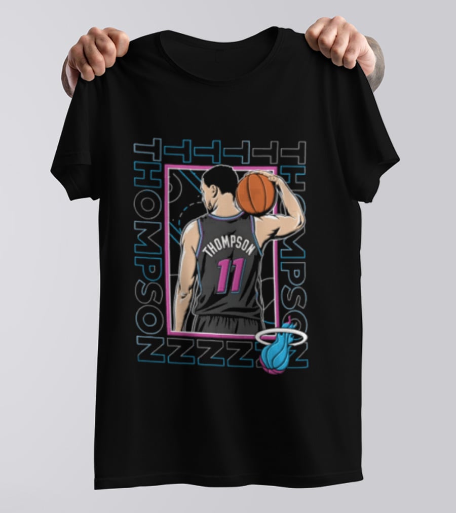 Thompson 11 Miami Heat Basketball Player Holding Ball NBA T-Shirt