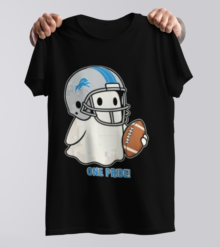 Detroit Lions Ghost One Pride Football Helmet And Ball T-Shirt