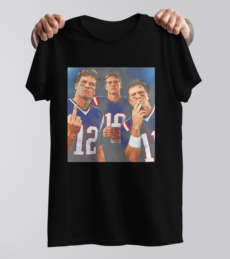 Tom Brady Drake Maye Drew Bledsoe New England Patriots Beer Middle Finger T-Shirt