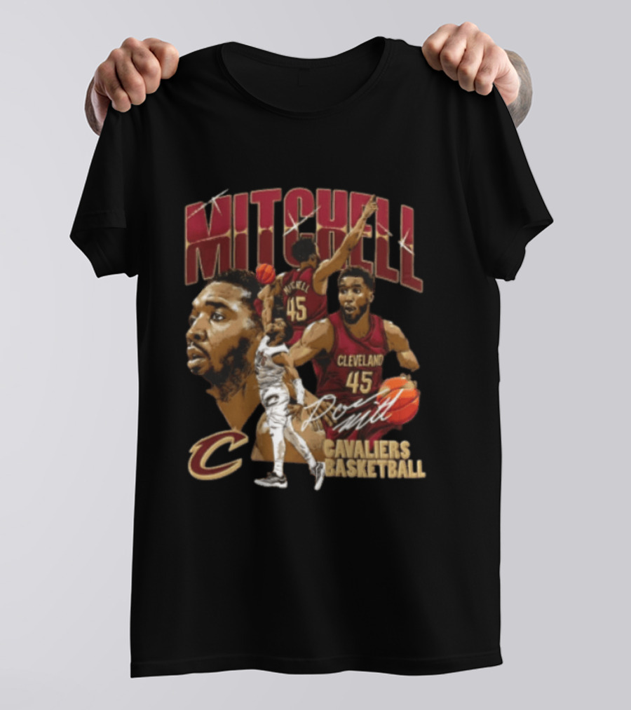 Donovan Mitchell Cleveland Cavaliers Basketball 45 Player Action Poses T-Shirt