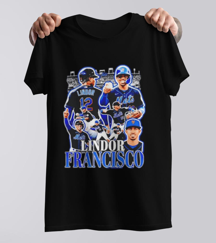 Francisco Lindor Mets 12 MLB Baseball Player Collage T-Shirt