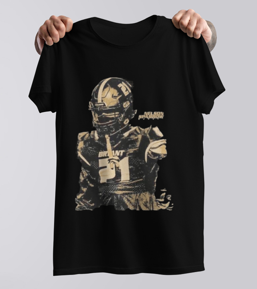 Bryant Bulldogs Nelson Sparrow No 21 Safety Distressed Football T-Shirt