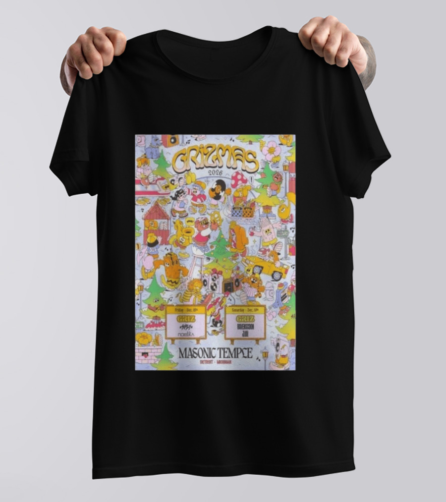 Grizmas 2026 Masonic Temple Detroit Michigan Griz Norbik Ravenscoon Jilli December 18 19 T-Shirt
