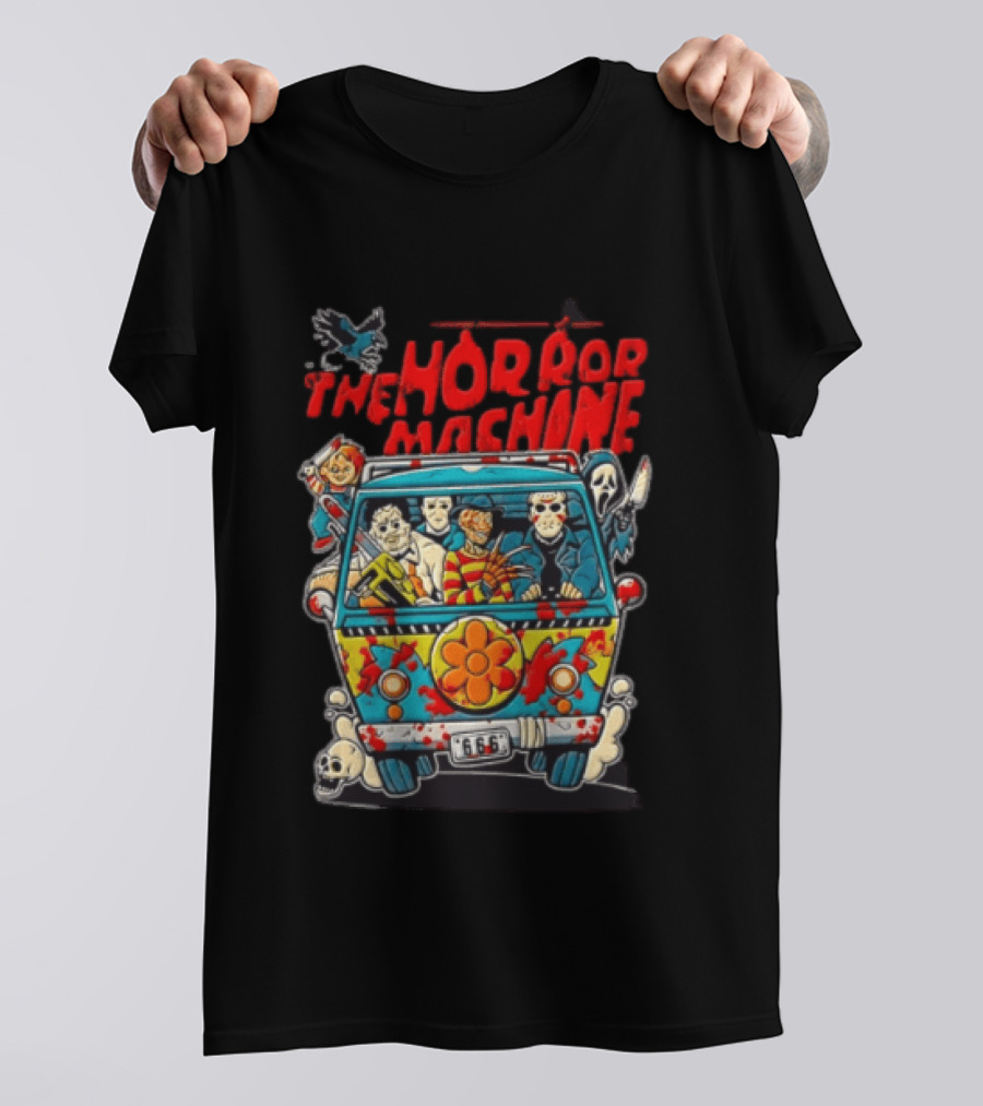 The Horror Machine Halloween Movie Icons Spooky Van Adventure T-Shirt