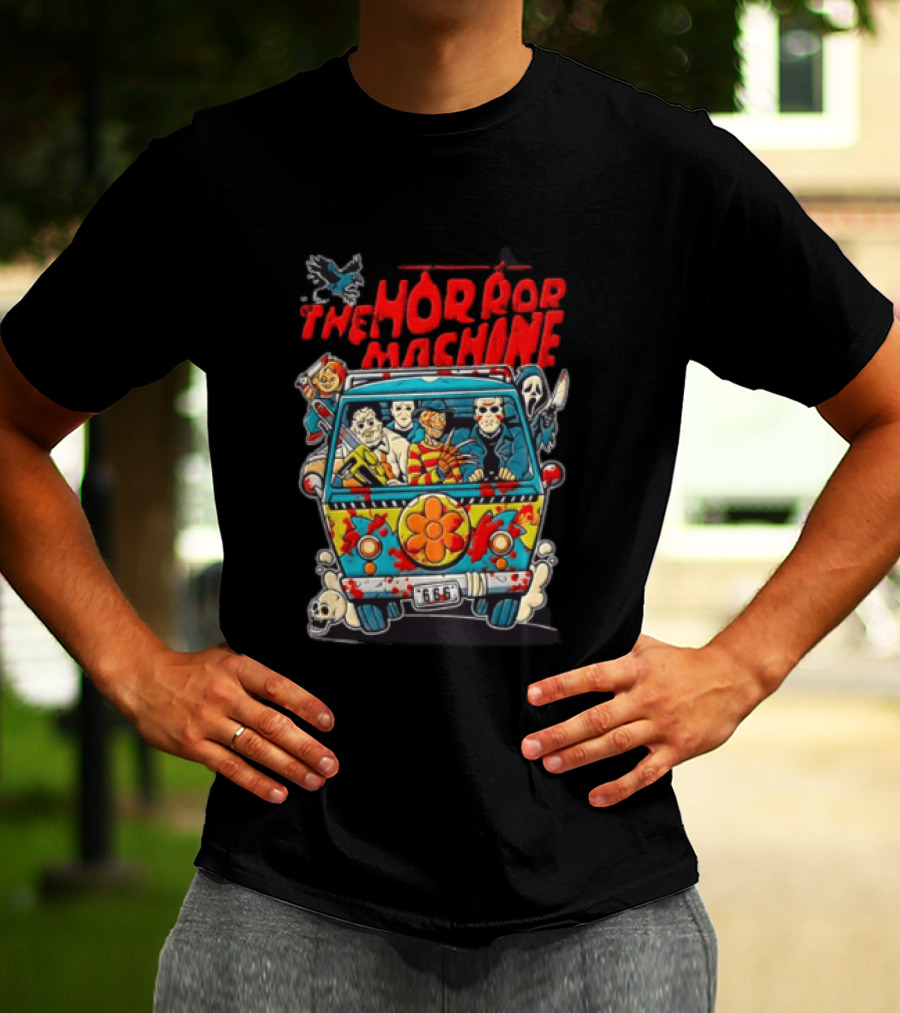 The Horror Machine Halloween Movie Icons Spooky Van Adventure T-Shirt