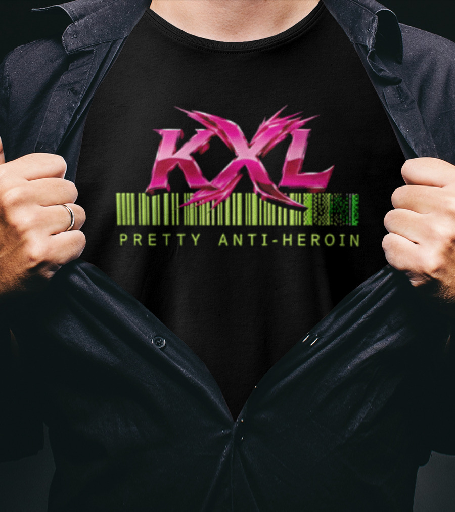 KXL Pretty Anti Heroin Pink Metallic Barcode T-Shirt