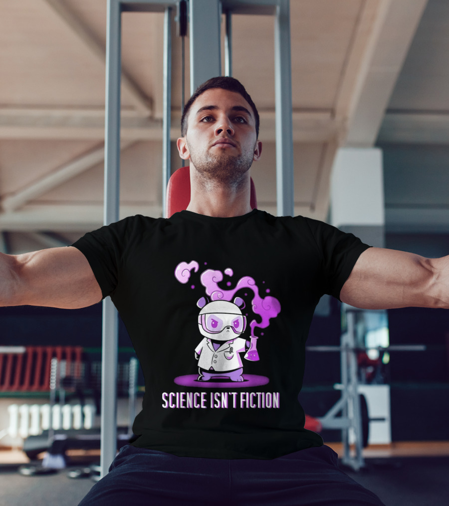 Science Isn't Fiction Panda Scientist With Beaker And Purple Smoke T-Shirt