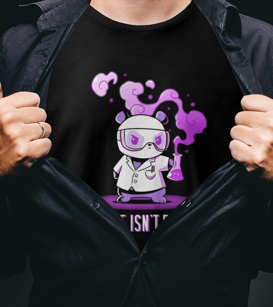 Science Isn't Fiction Panda Scientist With Beaker And Purple Smoke T-Shirt