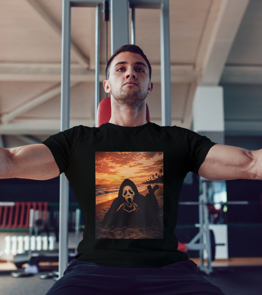 Ghostface Romantic Beach Sunset Valentine's Day Scream Lover T-Shirt