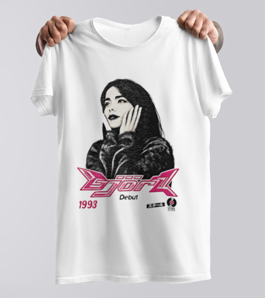 Bjork Debut 1993 Woman Hands On Face Pink T-Shirt
