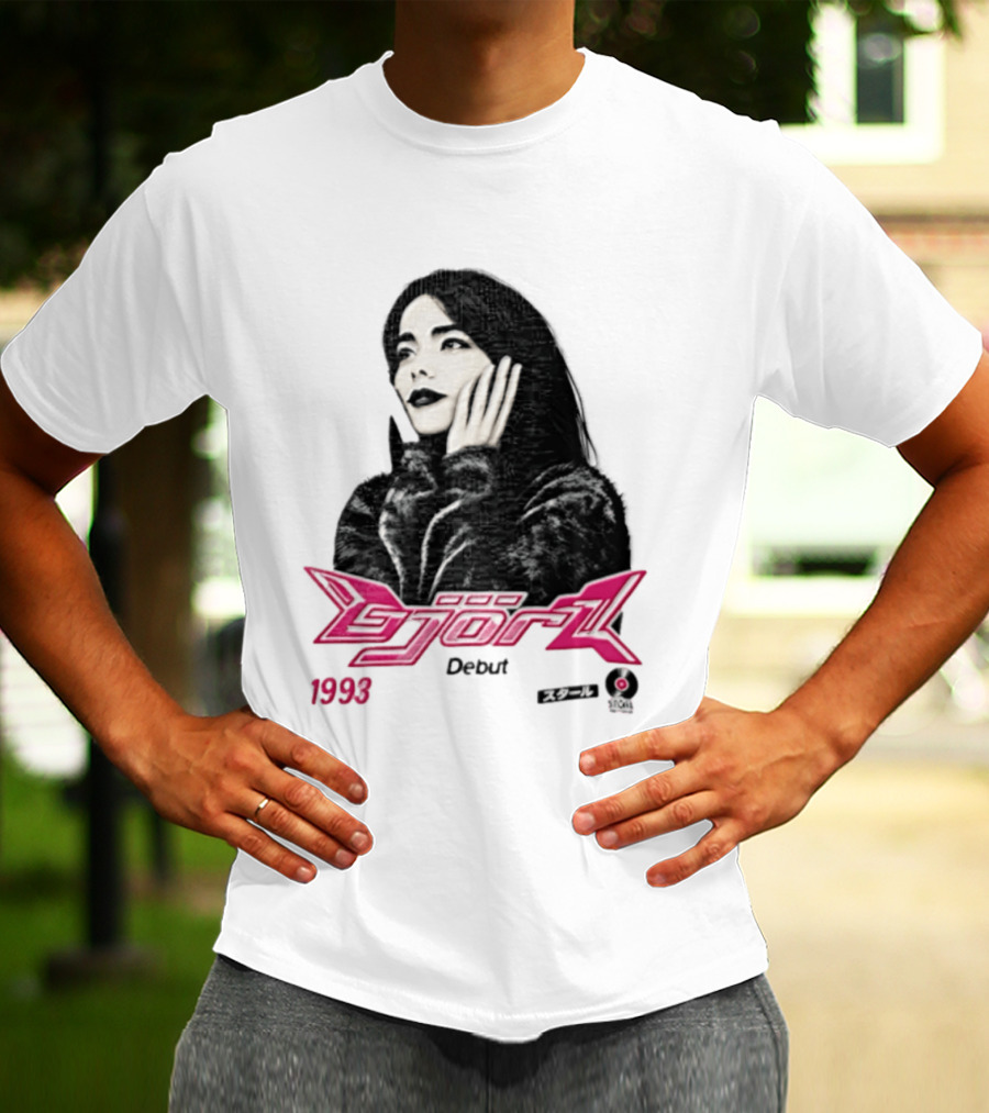 Bjork Debut 1993 Woman Hands On Face Pink T-Shirt