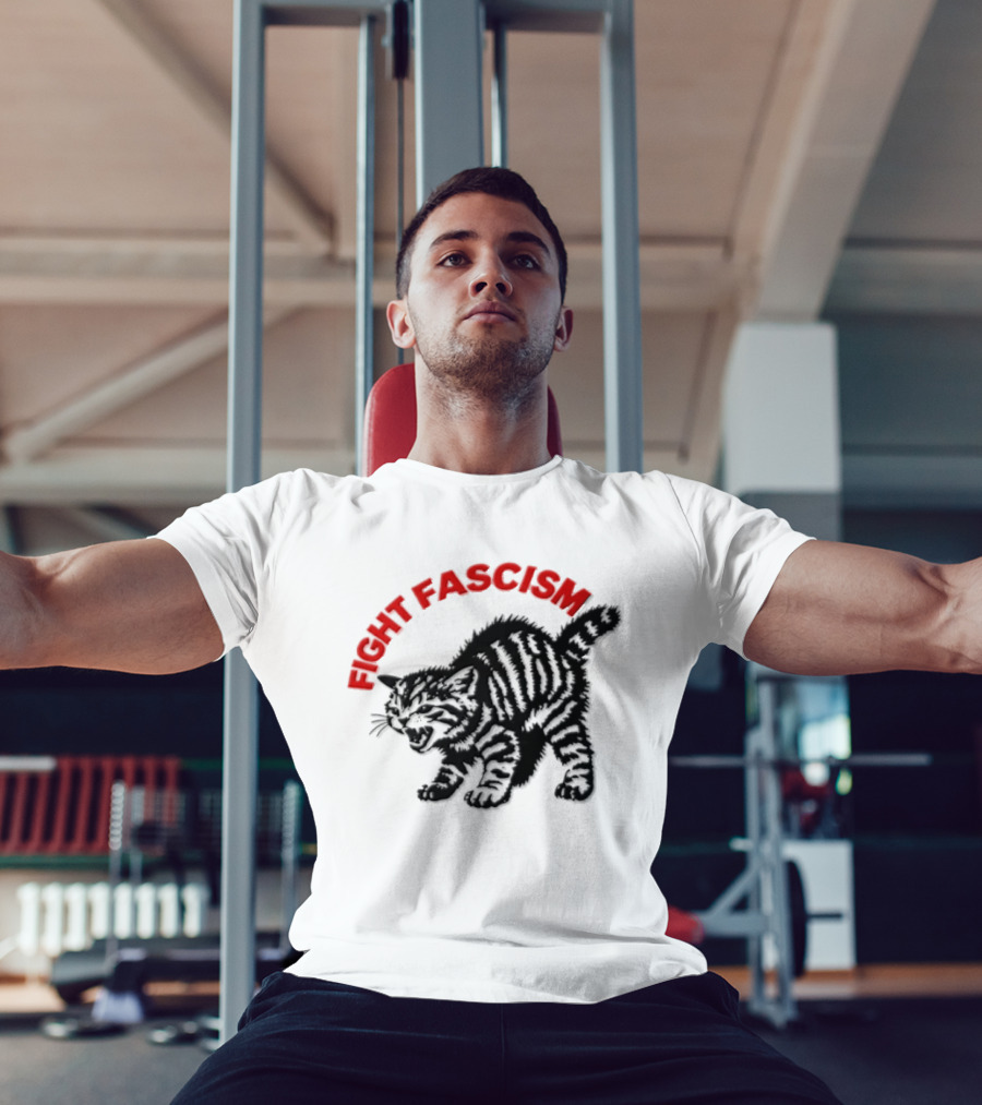 Hissing Striped Kitten Fight Fascism Arched T-Shirt