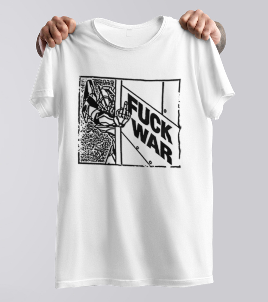 Fuck War Robot Middle Finger Gesture T-Shirt