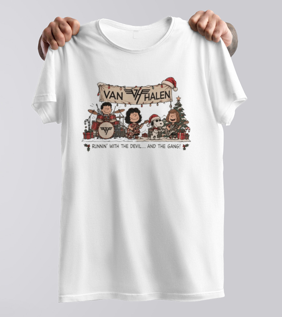 Van Halen Snoopy Peanuts Gang Runnin' With The Devil Christmas T-Shirt