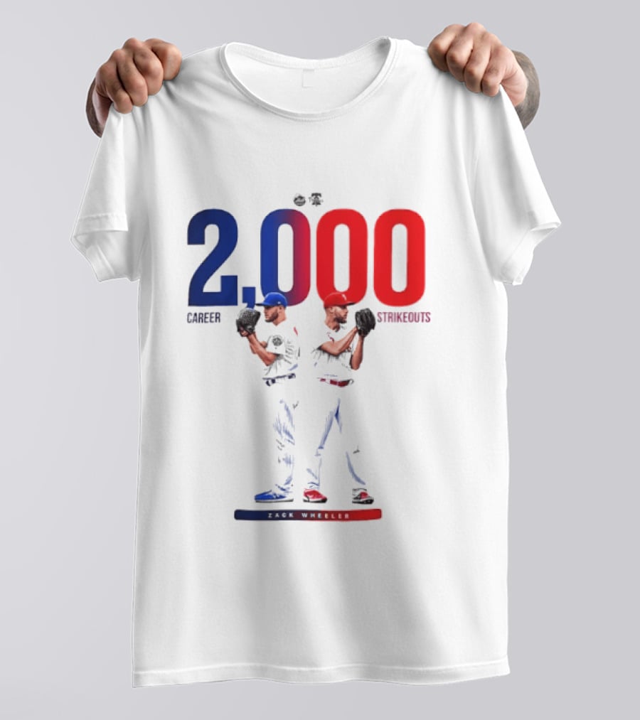 Zack Wheeler 2000 Career Strikeouts NY Mets Philadelphia Phillies T-Shirt