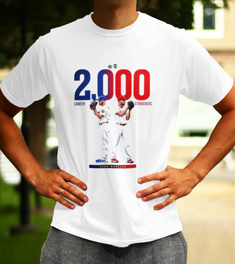 Zack Wheeler 2000 Career Strikeouts NY Mets Philadelphia Phillies T-Shirt
